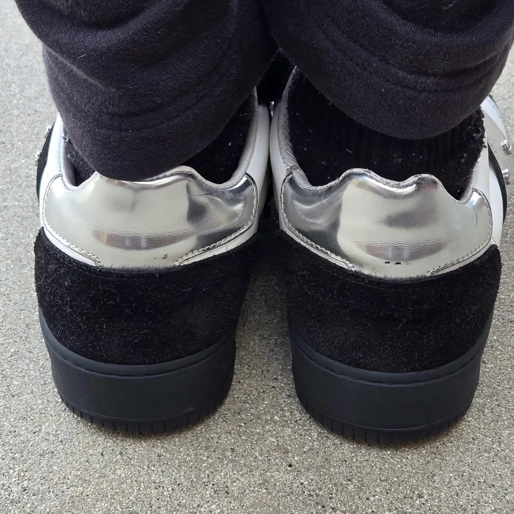 Les Hommes Black and White Men's Sneakers